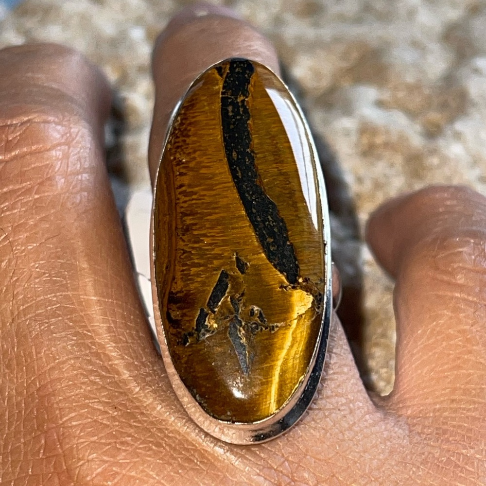 Golden Chatoyant Tigereye Ring Size 7 1/2